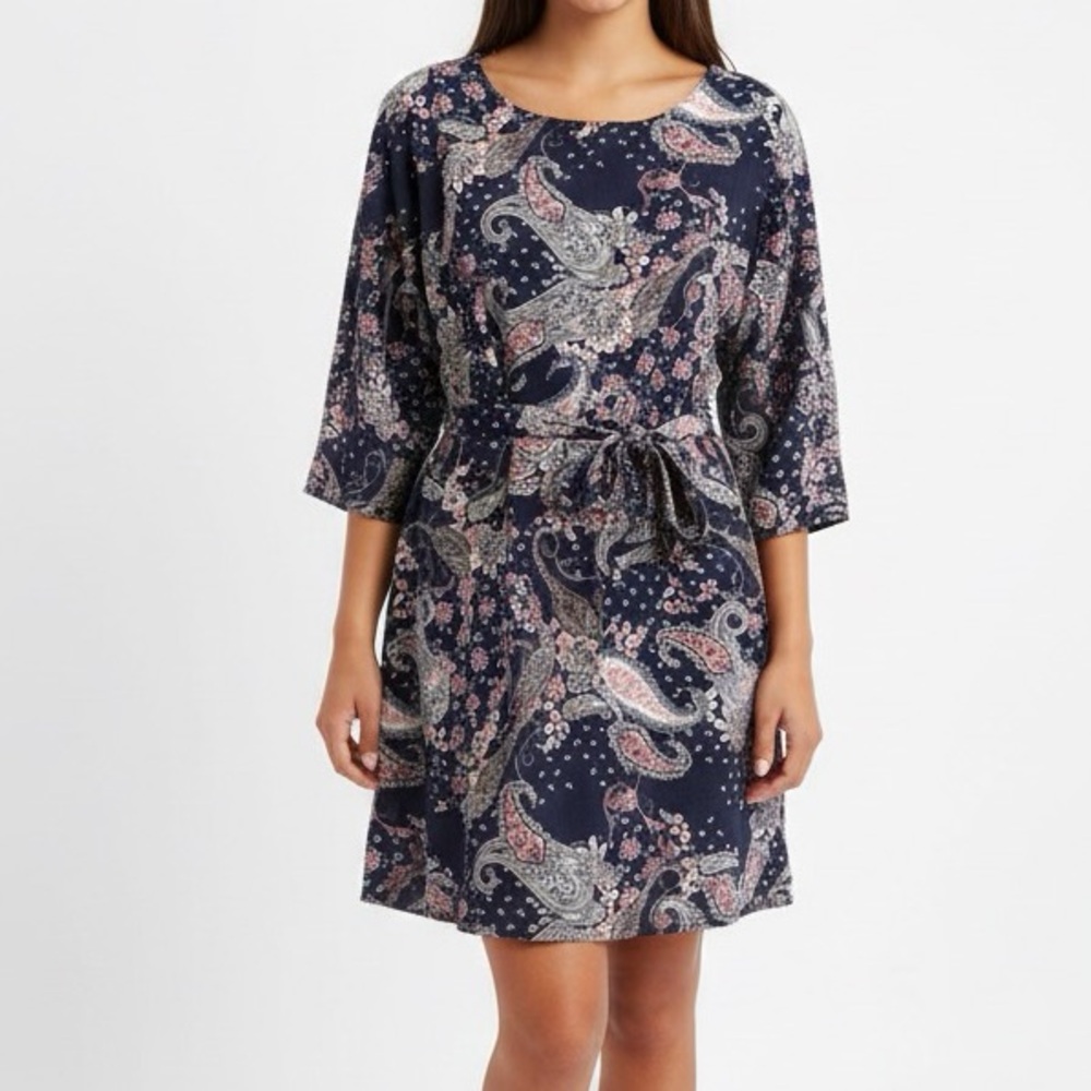 Freeway Paisley Flower Dress Size Large Blue Pink